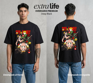 Familia de Operativos | La Familia del Secreto #04156 - Playera Oversized Premium | Deep Black - Foto en modelo