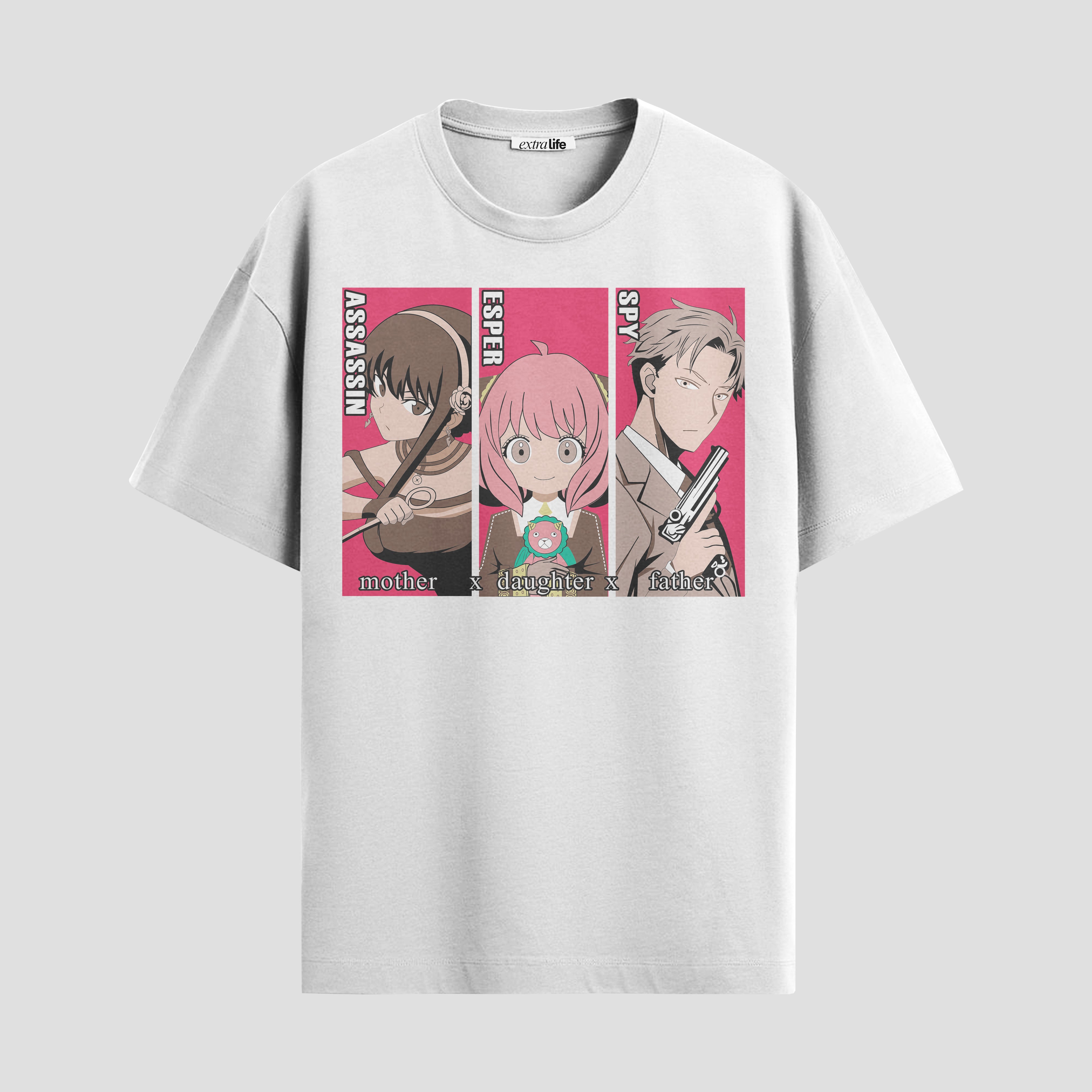 Playera urbana de anime y gaming ExtraLife MX, corte Standard Fit unisex ligero y transpirable en color Deep Black y Pure White, ropa de uso diario para gym y casual.