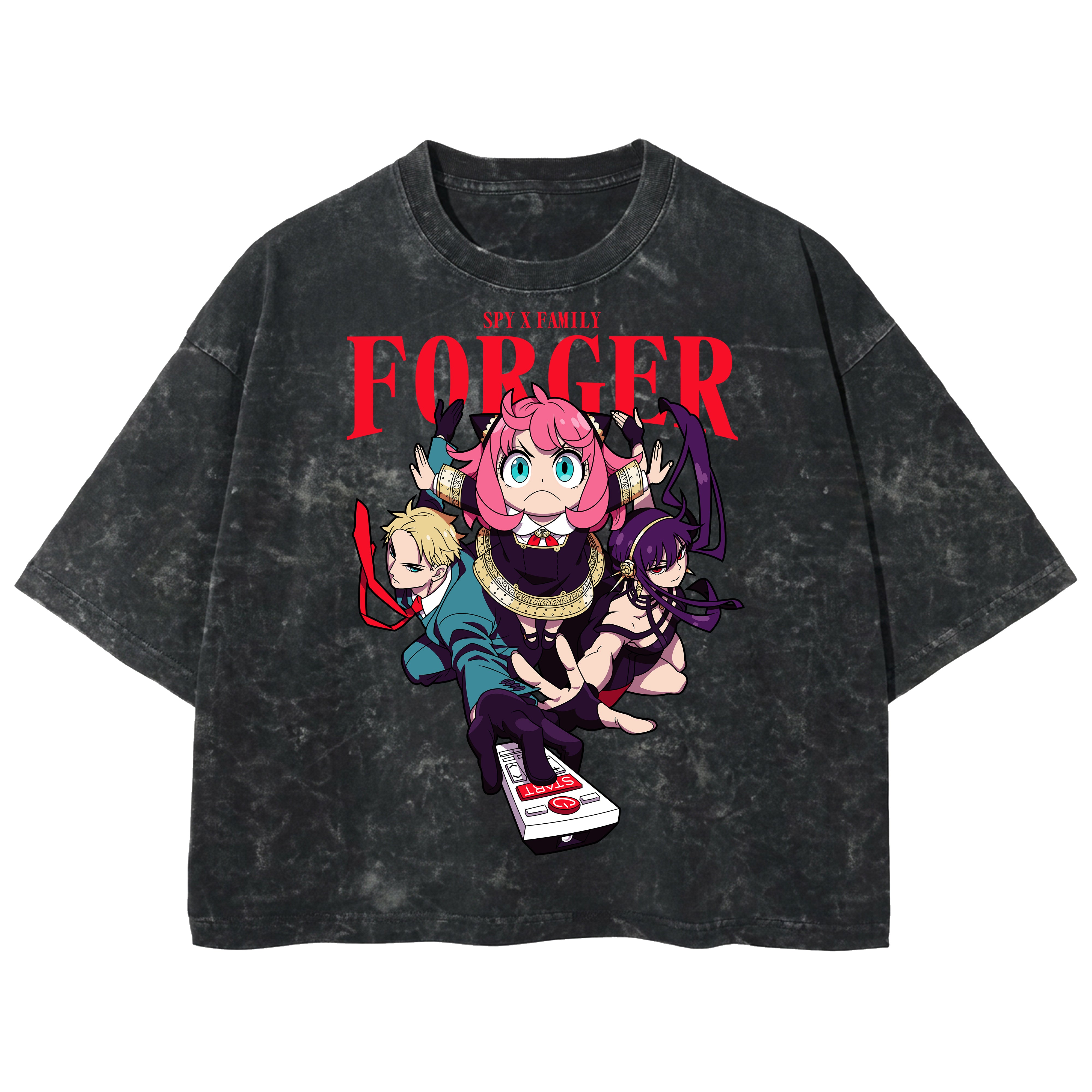 Playera streetwear premium de anime y gaming ExtraLife MX, corte boxy deluxe mineral wash heavyweight en color Acid Wash, moda urbana mexicana de culto.