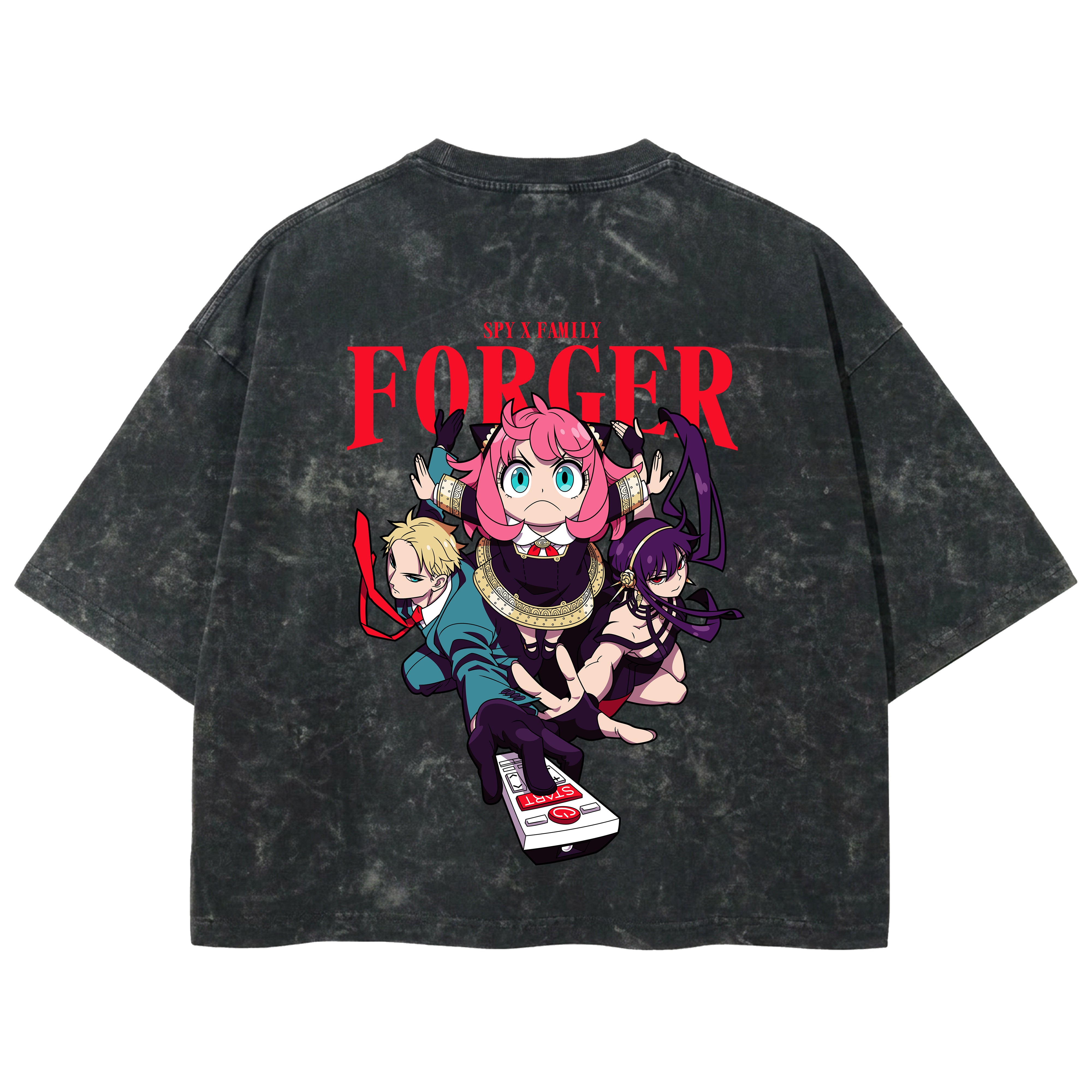 Playera streetwear premium de anime y gaming ExtraLife MX, corte boxy deluxe mineral wash heavyweight en color Acid Wash, moda urbana mexicana de culto.