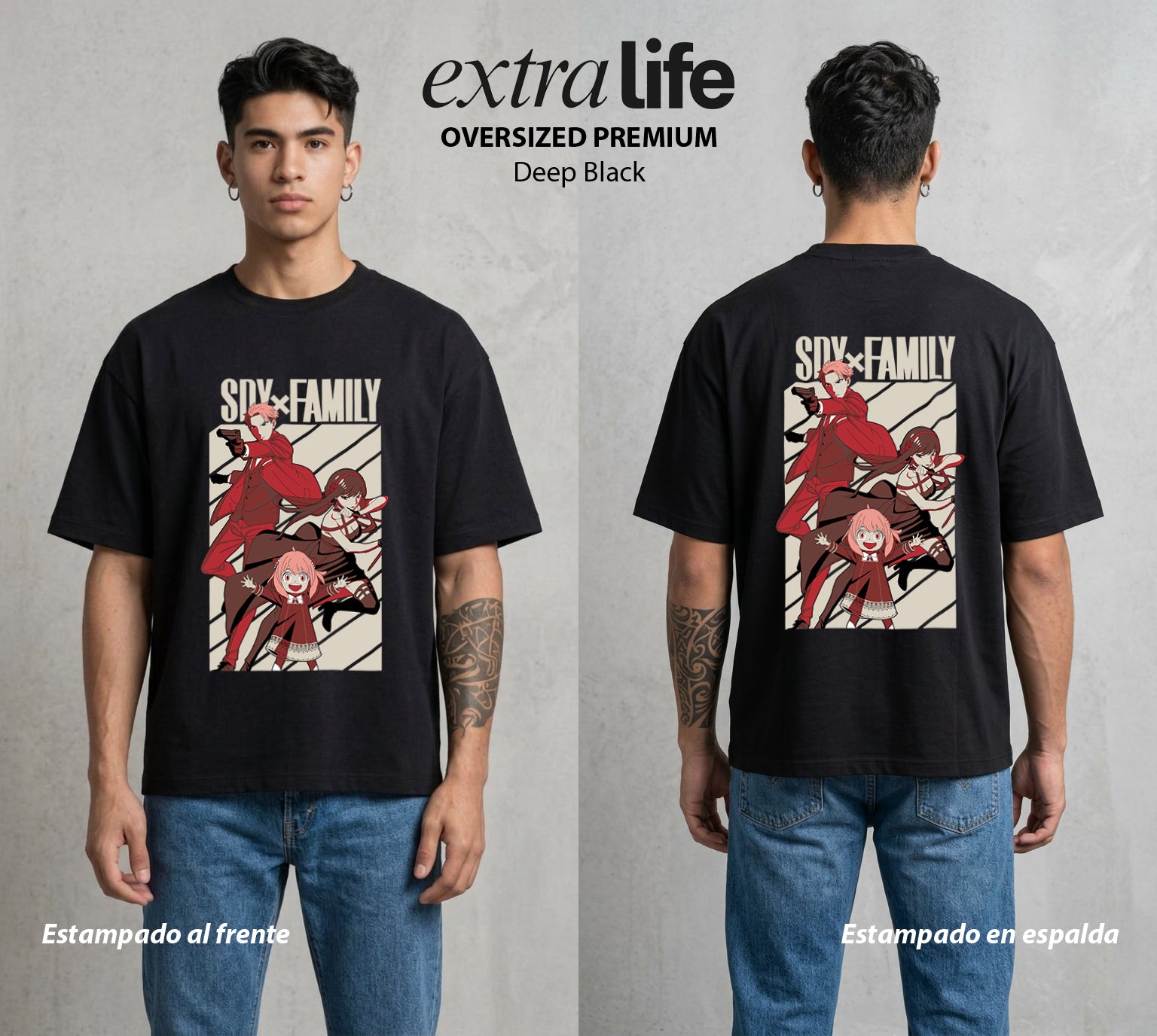 Familia de Operativos | Los del Operativo #04161 - Playera Oversized Premium | Deep Black - Foto en modelo