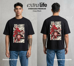 Familia de Operativos | Los del Operativo #04161 - Playera Oversized Premium | Deep Black - Foto en modelo