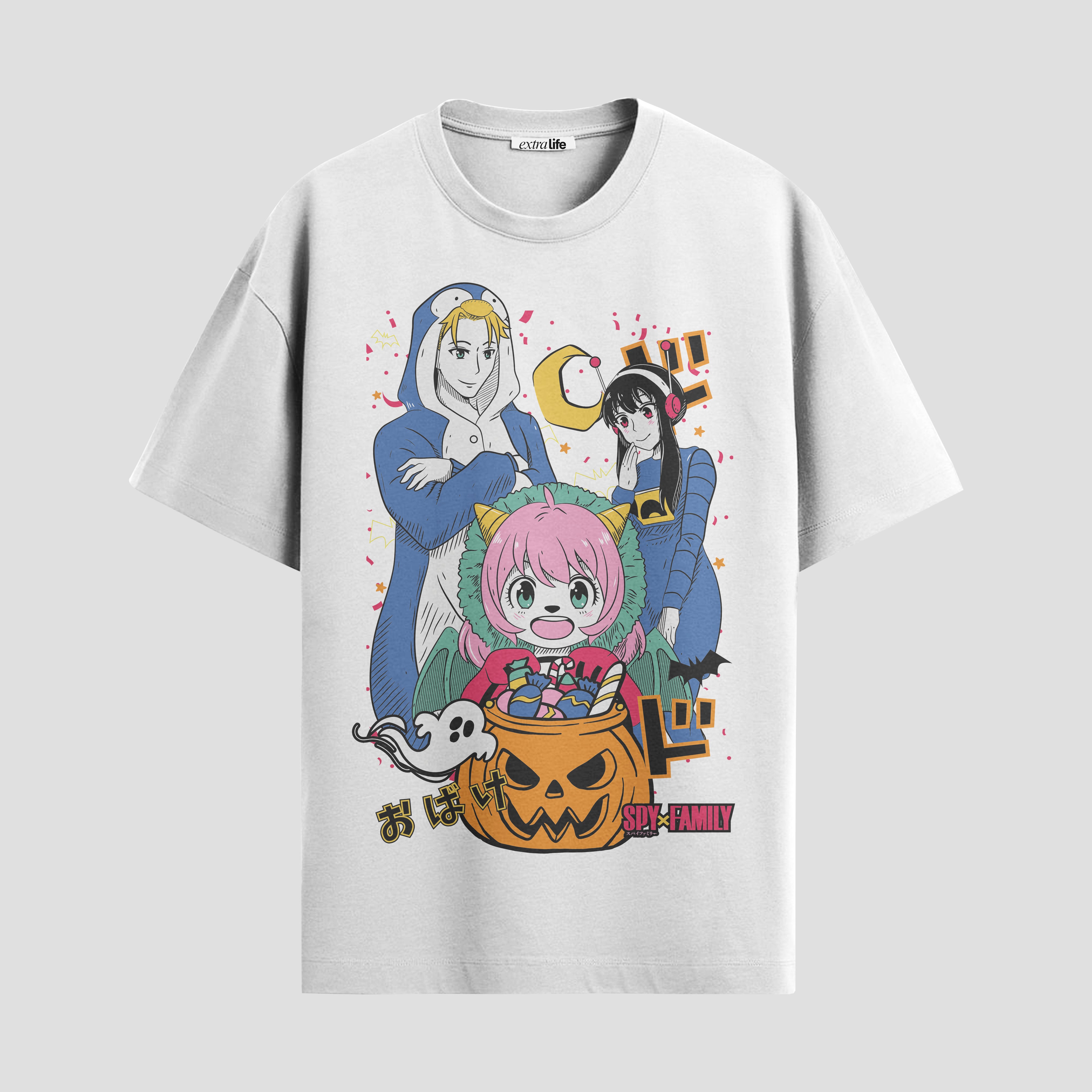 Playera urbana de anime y gaming ExtraLife MX, corte Standard Fit unisex ligero y transpirable en color Deep Black y Pure White, ropa de uso diario para gym y casual.
