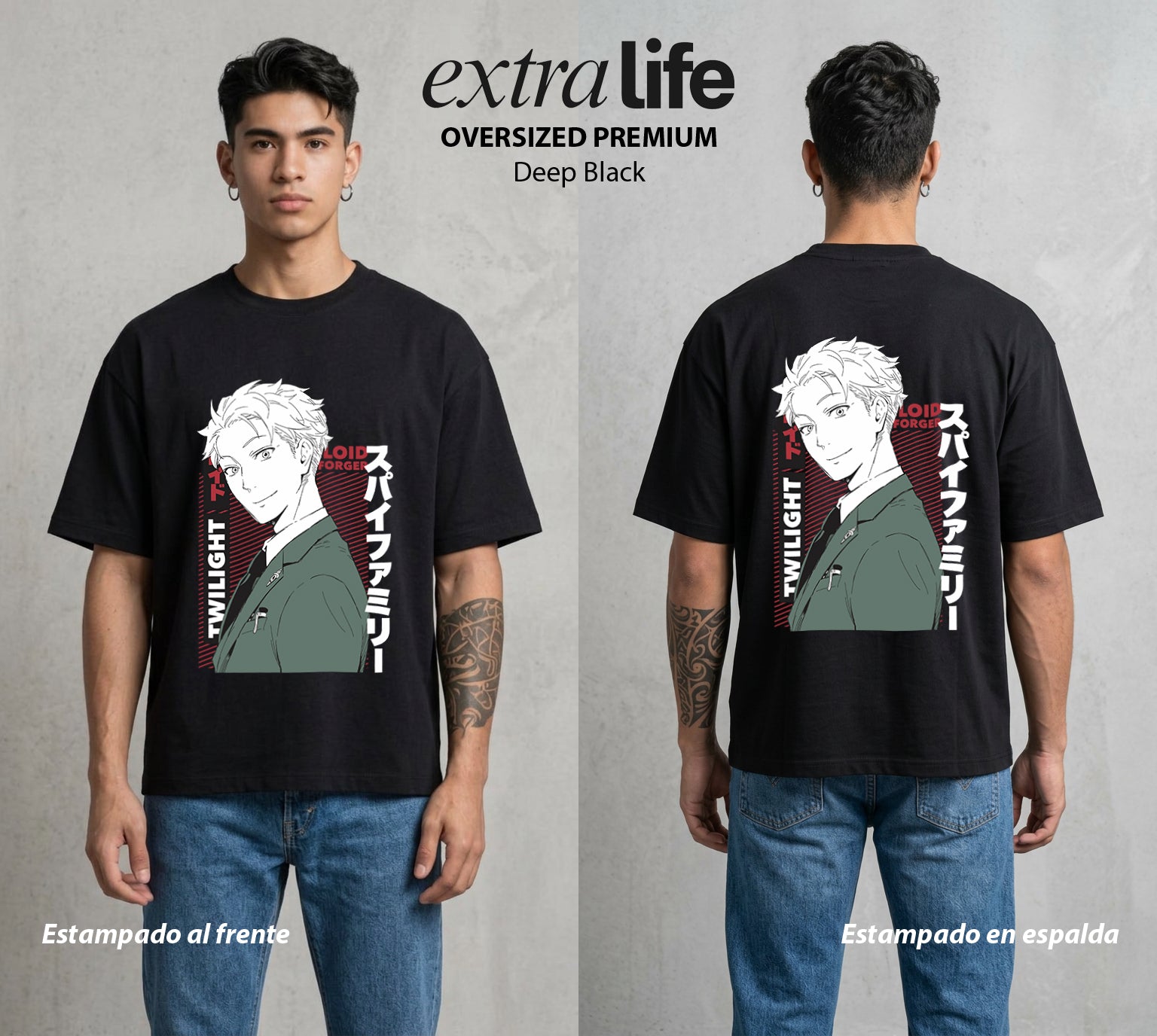 Familia de Operativos | El Padre Espia #04171 - Playera Oversized Premium | Deep Black - Foto en modelo