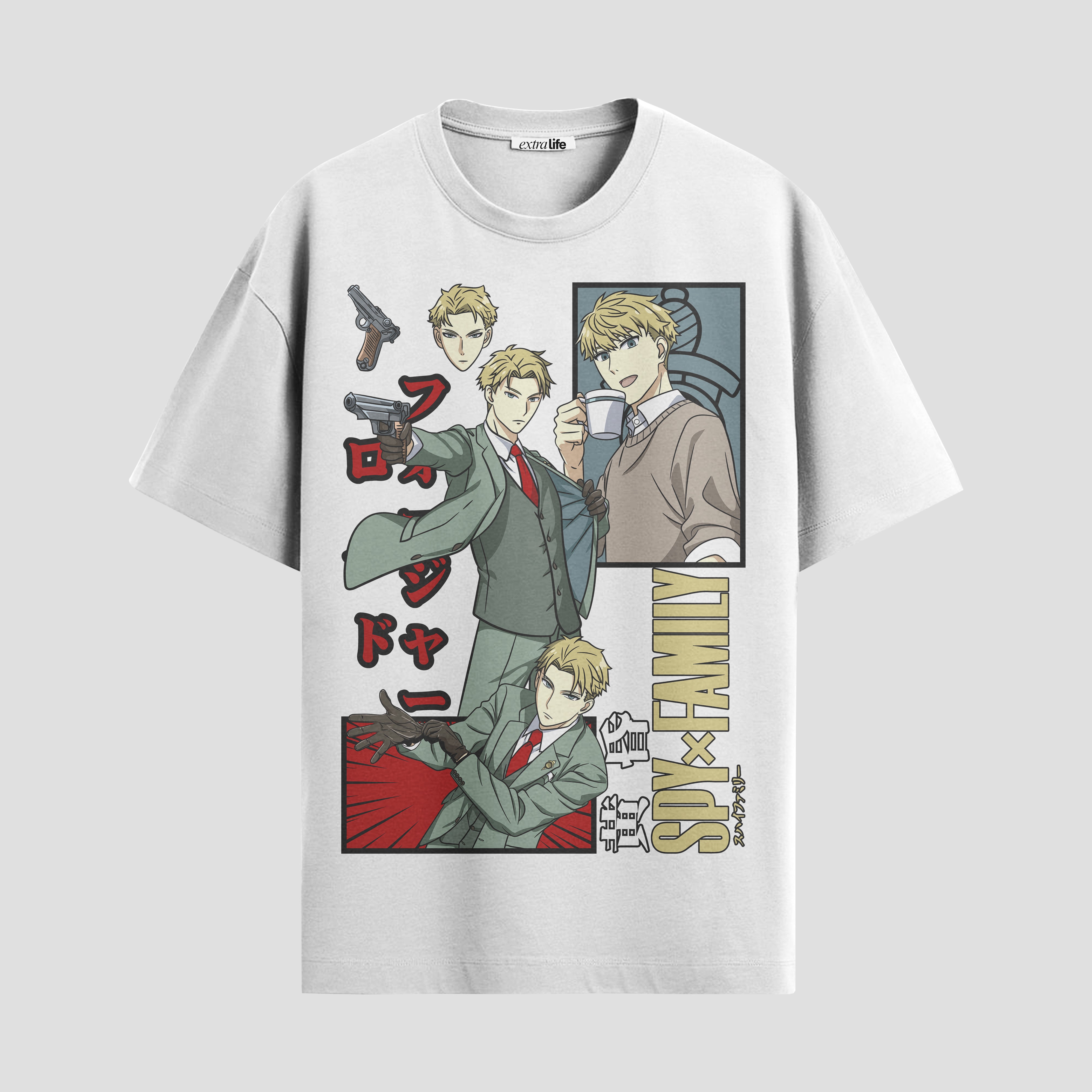 Playera urbana de anime y gaming ExtraLife MX, corte Standard Fit unisex ligero y transpirable en color Deep Black y Pure White, ropa de uso diario para gym y casual.