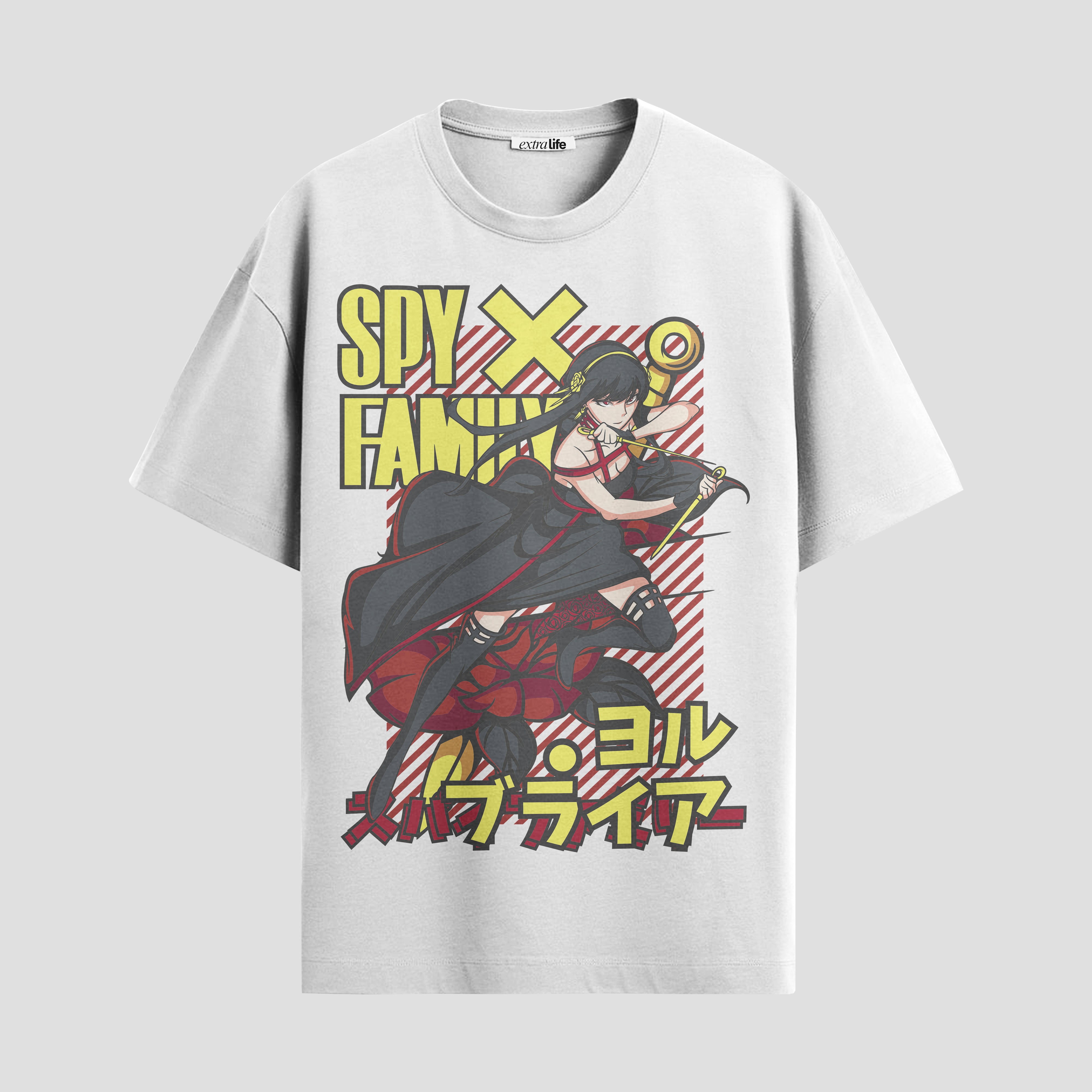Playera urbana de anime y gaming ExtraLife MX, corte Standard Fit unisex ligero y transpirable en color Deep Black y Pure White, ropa de uso diario para gym y casual.