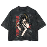 Playera streetwear premium de anime y gaming ExtraLife MX, corte boxy deluxe mineral wash heavyweight en color Acid Wash, moda urbana mexicana de culto.