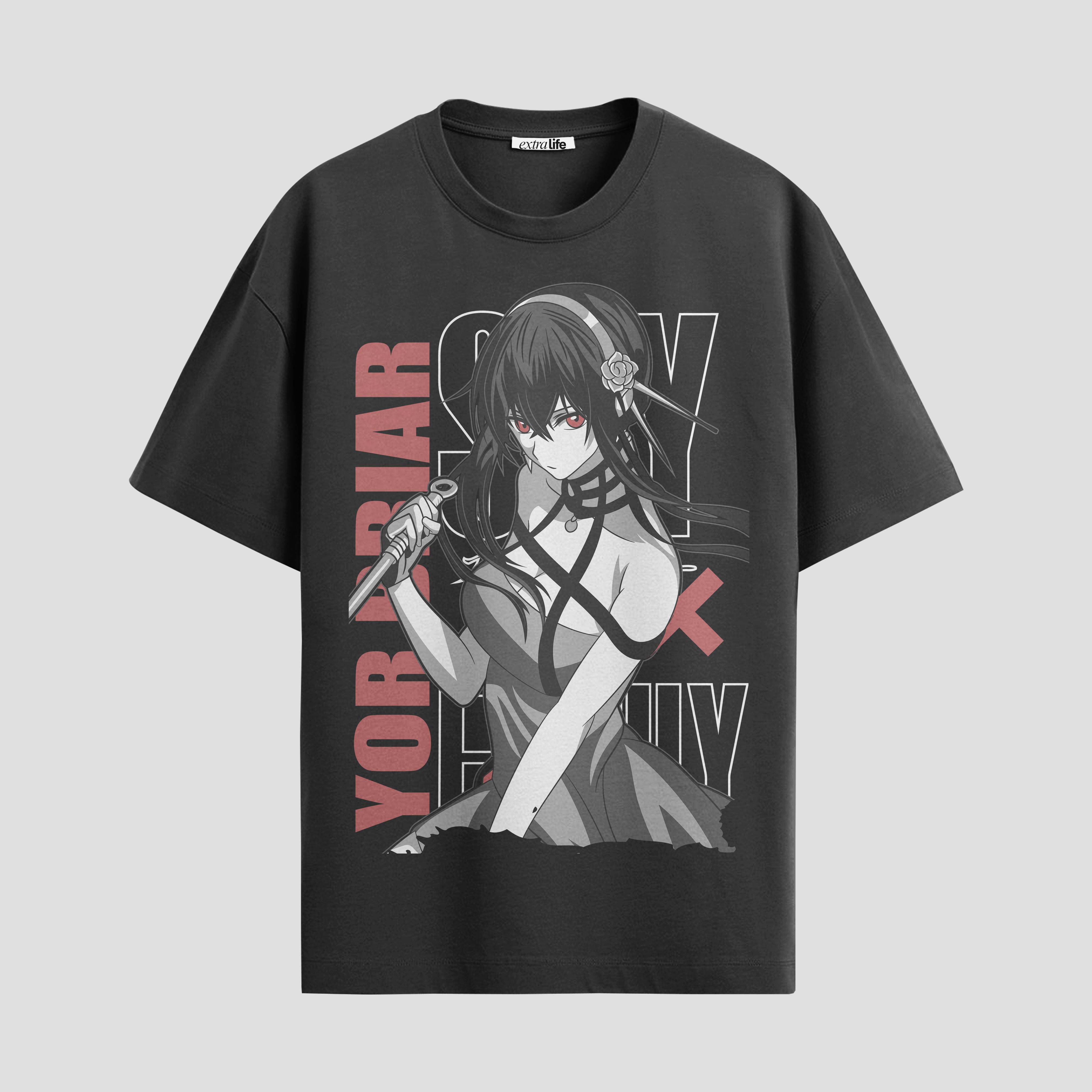 Playera urbana de anime y gaming ExtraLife MX, corte Standard Fit unisex ligero y transpirable en color Deep Black y Pure White, ropa de uso diario para gym y casual.