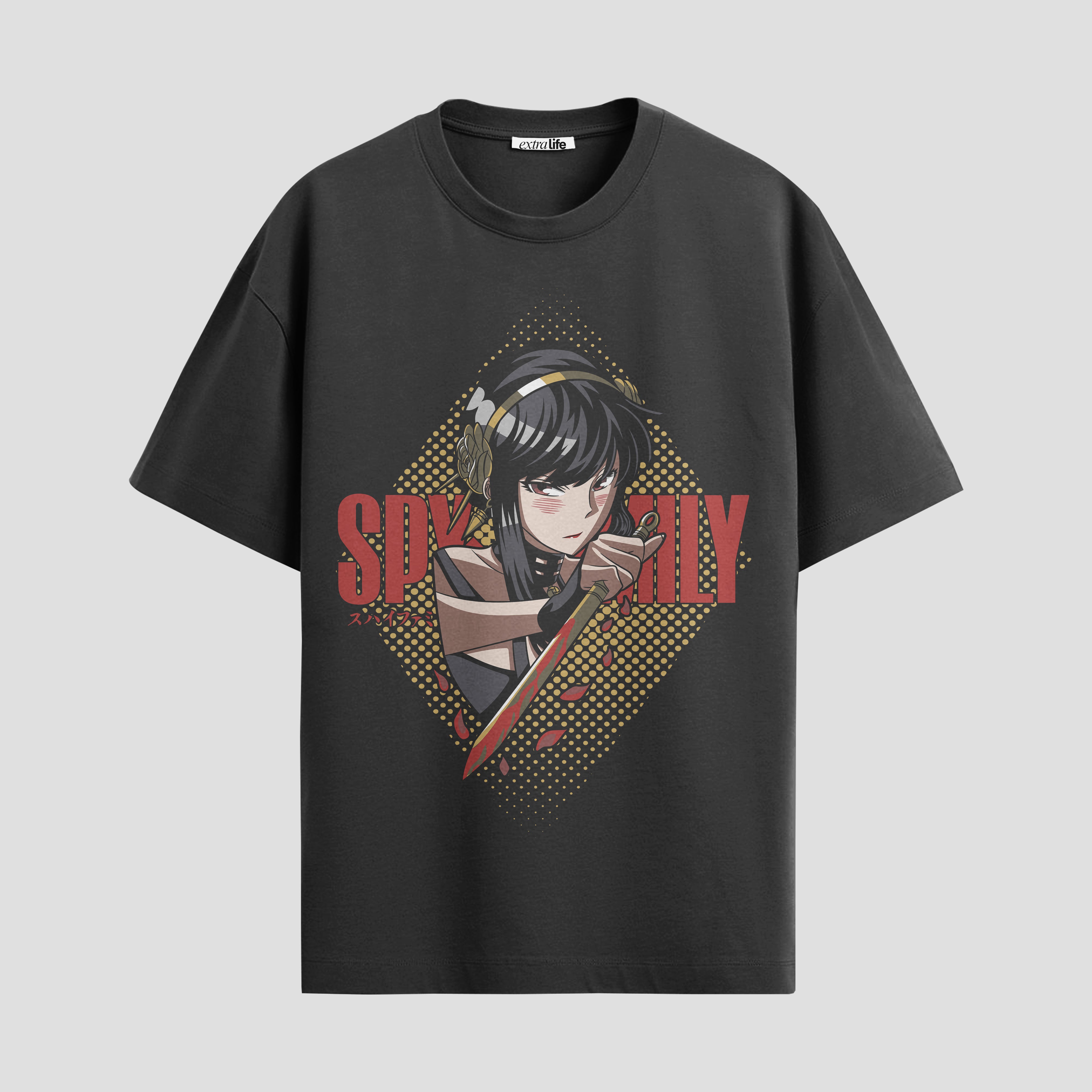 Playera urbana de anime y gaming ExtraLife MX, corte Standard Fit unisex ligero y transpirable en color Deep Black y Pure White, ropa de uso diario para gym y casual.