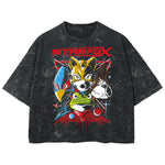 Playera streetwear premium de anime y gaming ExtraLife MX, corte boxy deluxe mineral wash heavyweight en color Acid Wash, moda urbana mexicana de culto.