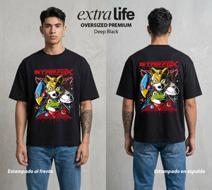 El Escuadron Arwing | El Escuadrón del Bien #04189 - Playera Oversized Premium | Deep Black - Foto en modelo