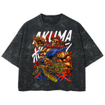 Playera streetwear premium de anime y gaming ExtraLife MX, corte boxy deluxe mineral wash heavyweight en color Acid Wash, moda urbana mexicana de culto.