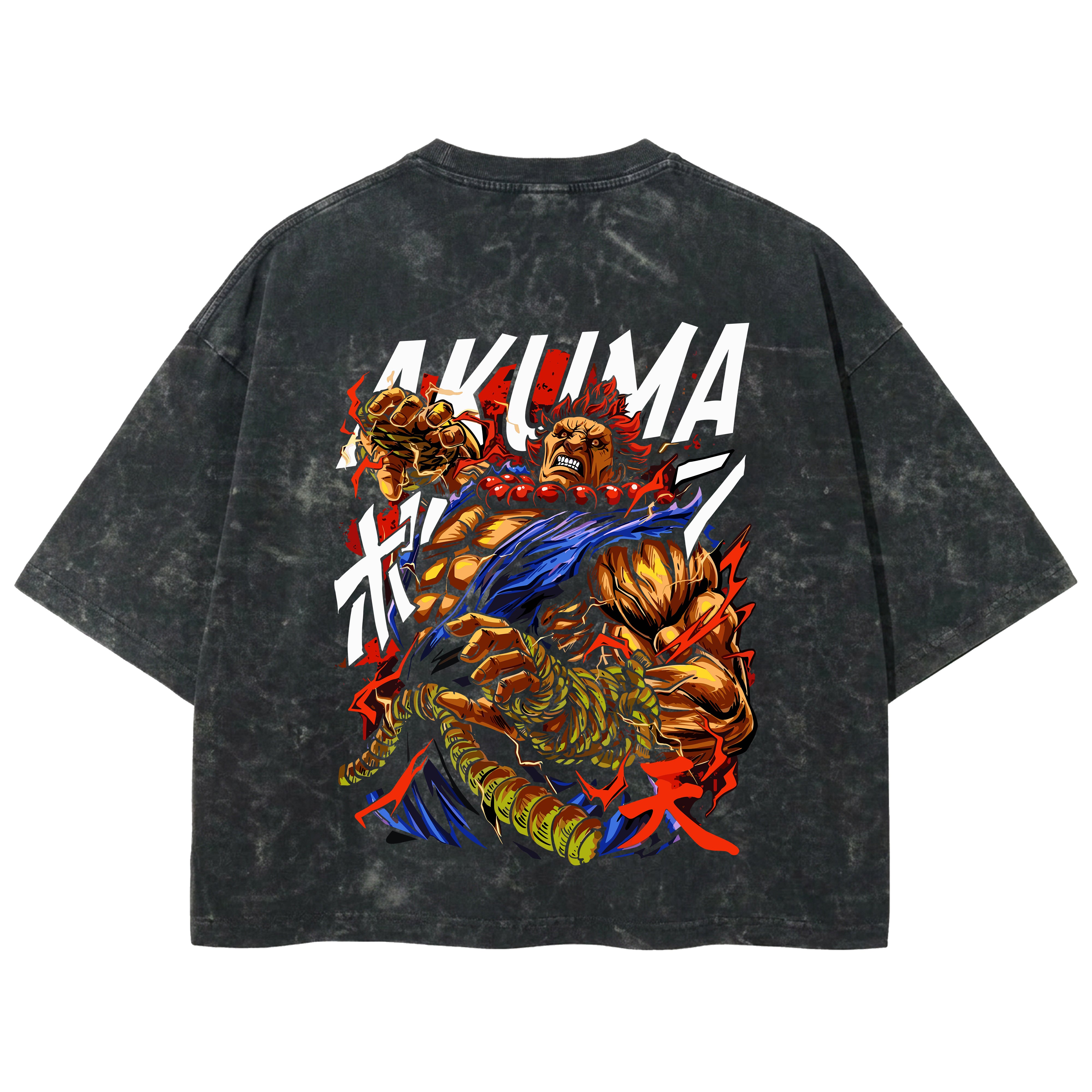 Playera streetwear premium de anime y gaming ExtraLife MX, corte boxy deluxe mineral wash heavyweight en color Acid Wash, moda urbana mexicana de culto.