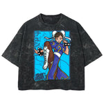 Playera streetwear premium de anime y gaming ExtraLife MX, corte boxy deluxe mineral wash heavyweight en color Acid Wash, moda urbana mexicana de culto.