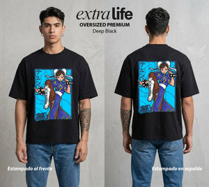El Torneo Callejero | La Mas Poderosa del Torneo #04191 - Playera Oversized Premium | Deep Black - Foto en modelo