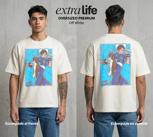 El Torneo Callejero | La Mas Poderosa del Torneo #04191 - Playera Oversized Premium | Off White - Foto en modelo