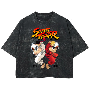 Playera streetwear premium de anime y gaming ExtraLife MX, corte boxy deluxe mineral wash heavyweight en color Acid Wash, moda urbana mexicana de culto.