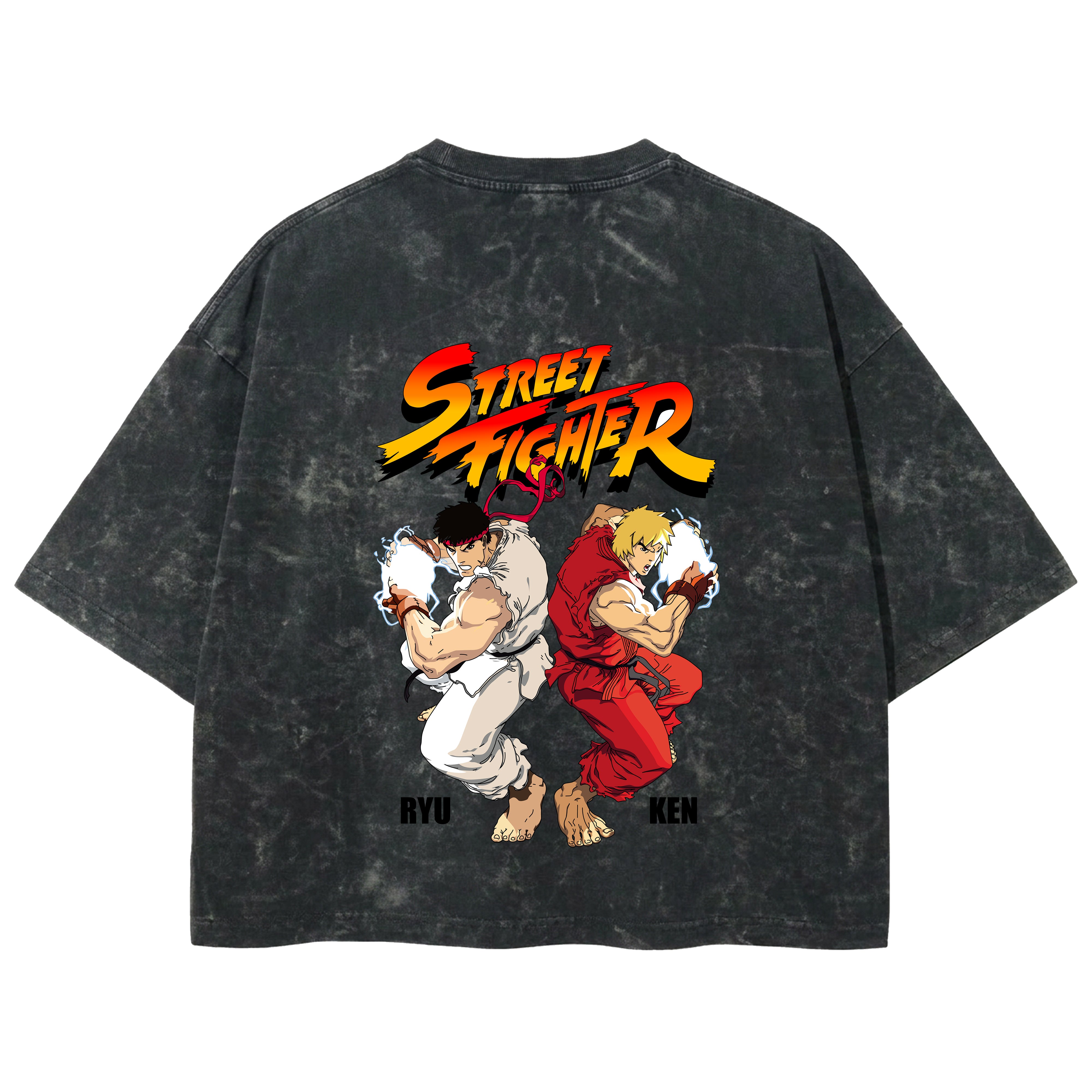 Playera streetwear premium de anime y gaming ExtraLife MX, corte boxy deluxe mineral wash heavyweight en color Acid Wash, moda urbana mexicana de culto.