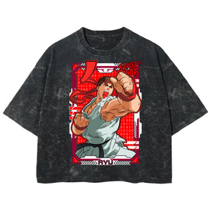 Playera streetwear premium de anime y gaming ExtraLife MX, corte boxy deluxe mineral wash heavyweight en color Acid Wash, moda urbana mexicana de culto.