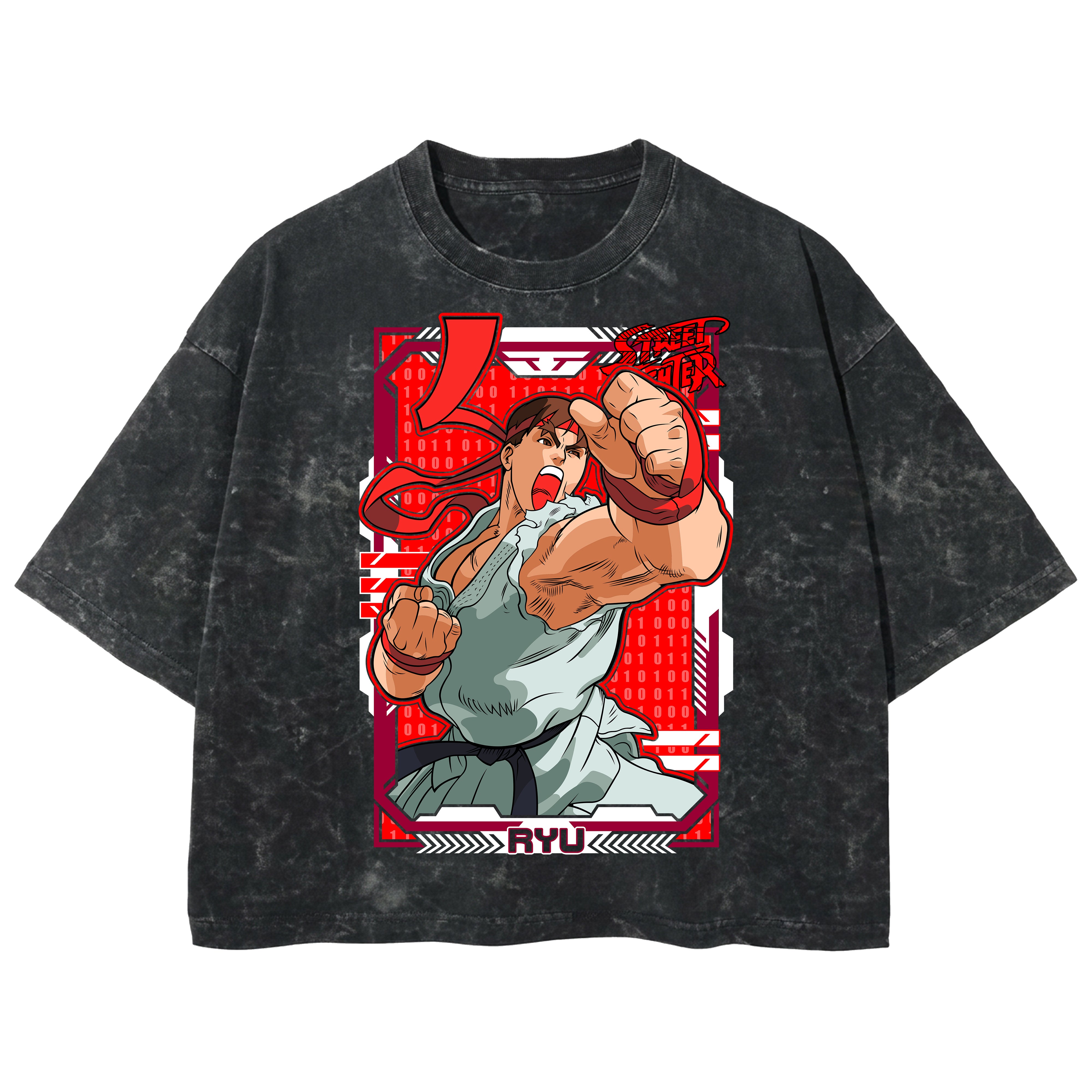 Playera streetwear premium de anime y gaming ExtraLife MX, corte boxy deluxe mineral wash heavyweight en color Acid Wash, moda urbana mexicana de culto.