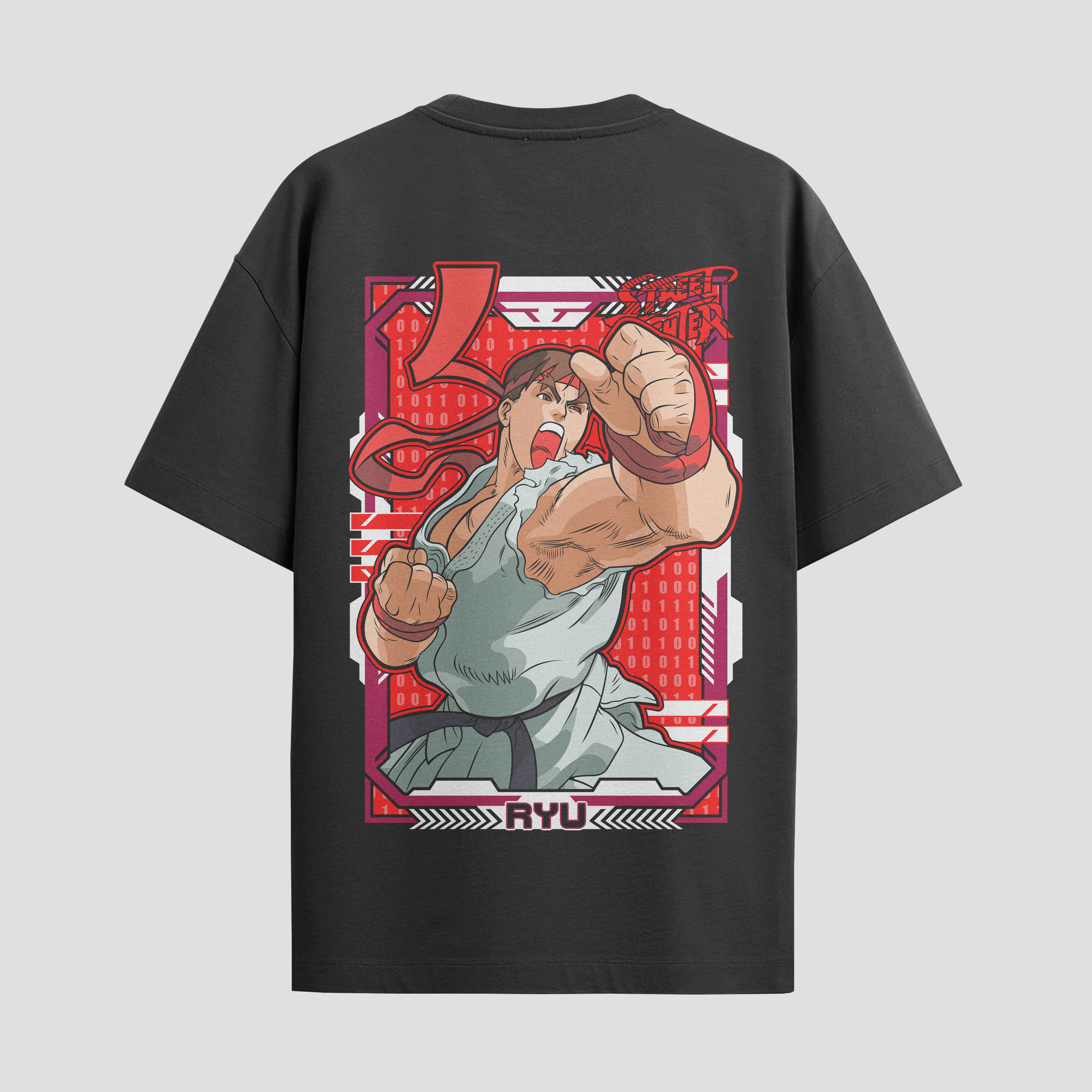 Playera urbana de anime y gaming ExtraLife MX, corte Standard Fit unisex ligero y transpirable en color Deep Black y Pure White, ropa de uso diario para gym y casual.