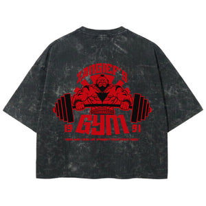 Playera streetwear premium de anime y gaming ExtraLife MX, corte boxy deluxe mineral wash heavyweight en color Acid Wash, moda urbana mexicana de culto.