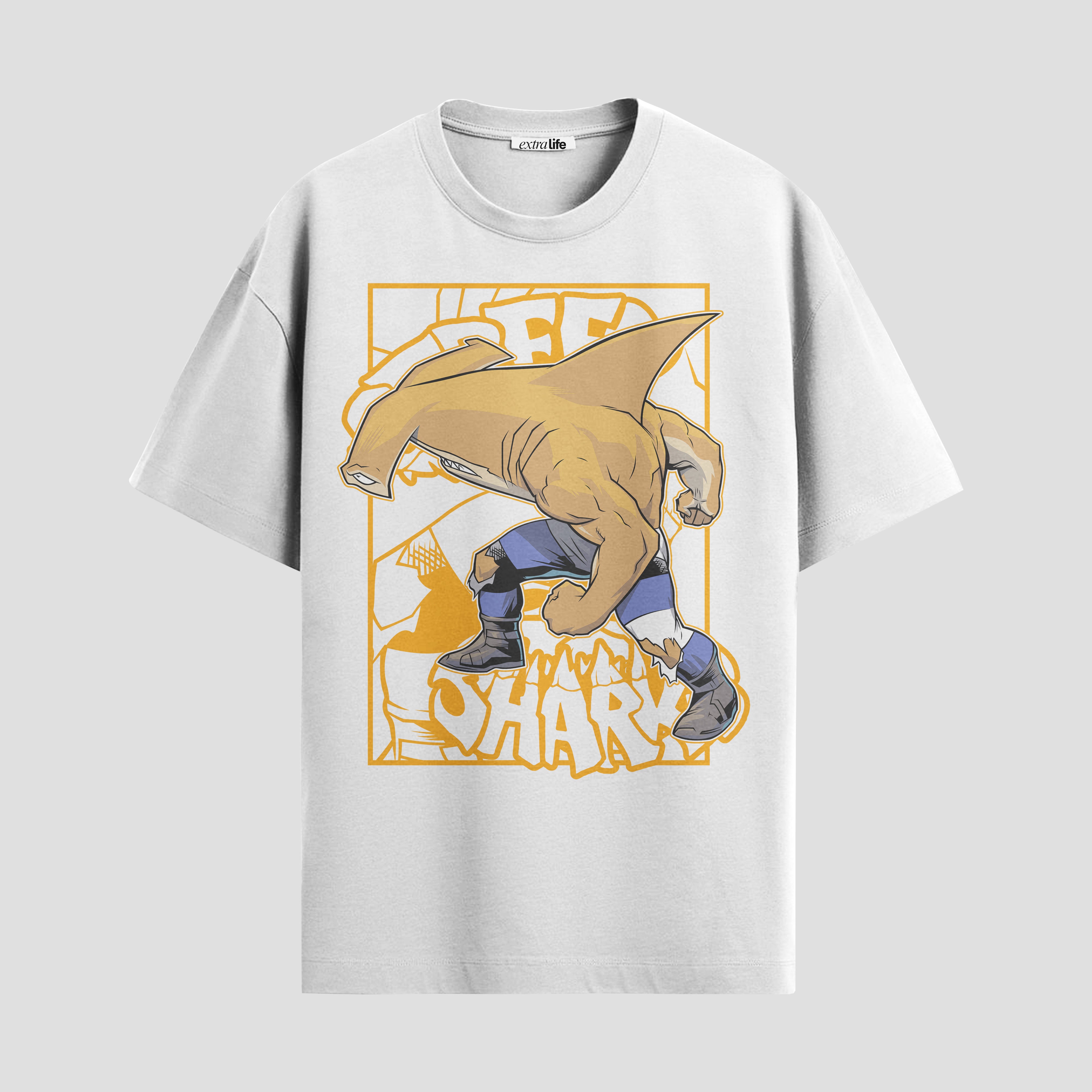Playera urbana de anime y gaming ExtraLife MX, corte Standard Fit unisex ligero y transpirable en color Deep Black y Pure White, ropa de uso diario para gym y casual.
