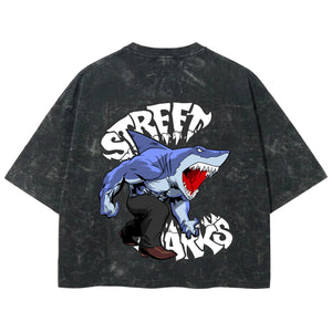 Playera streetwear premium de anime y gaming ExtraLife MX, corte boxy deluxe mineral wash heavyweight en color Acid Wash, moda urbana mexicana de culto.