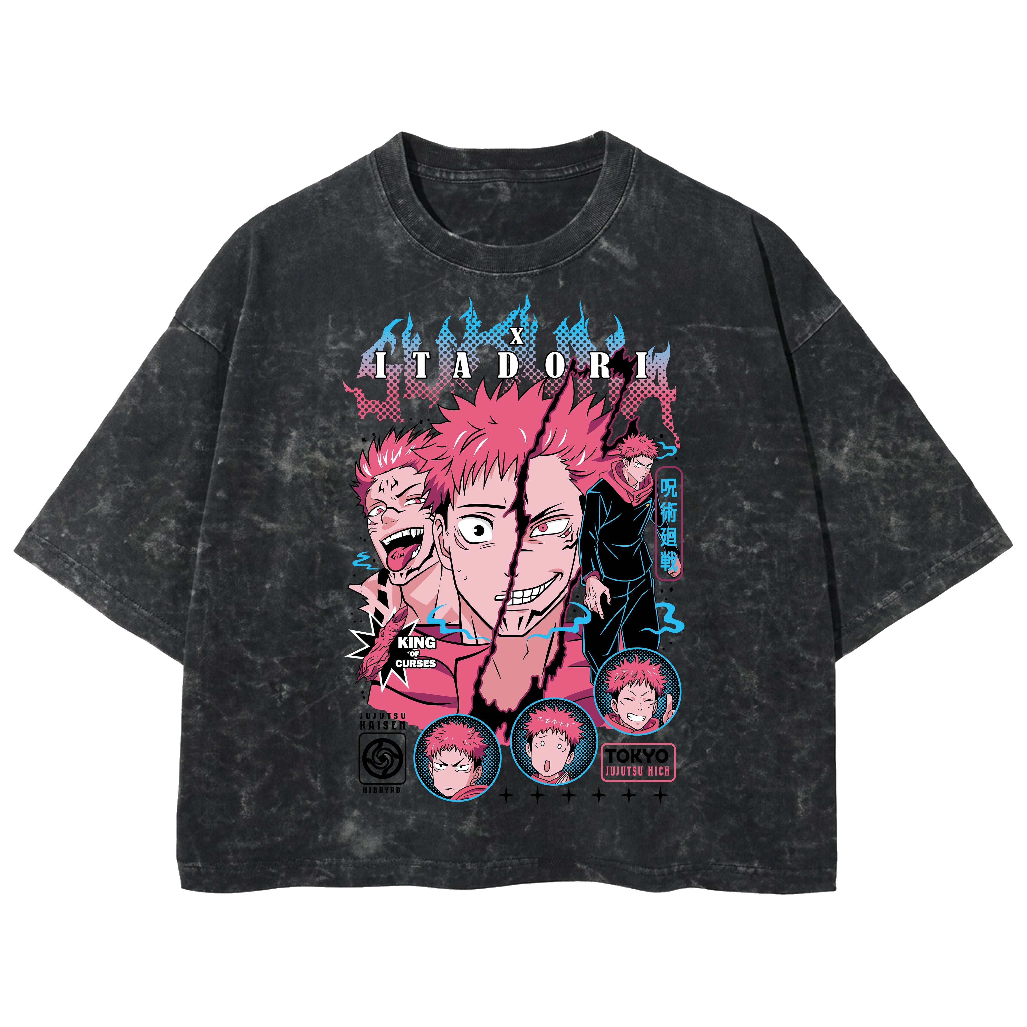 Playera streetwear premium de anime y gaming ExtraLife MX, corte boxy deluxe mineral wash heavyweight en color Acid Wash, moda urbana mexicana de culto.