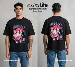 El Arte de las Maldiciones | Dedos del Rey #04199 - Playera Oversized Premium | Deep Black - Foto en modelo