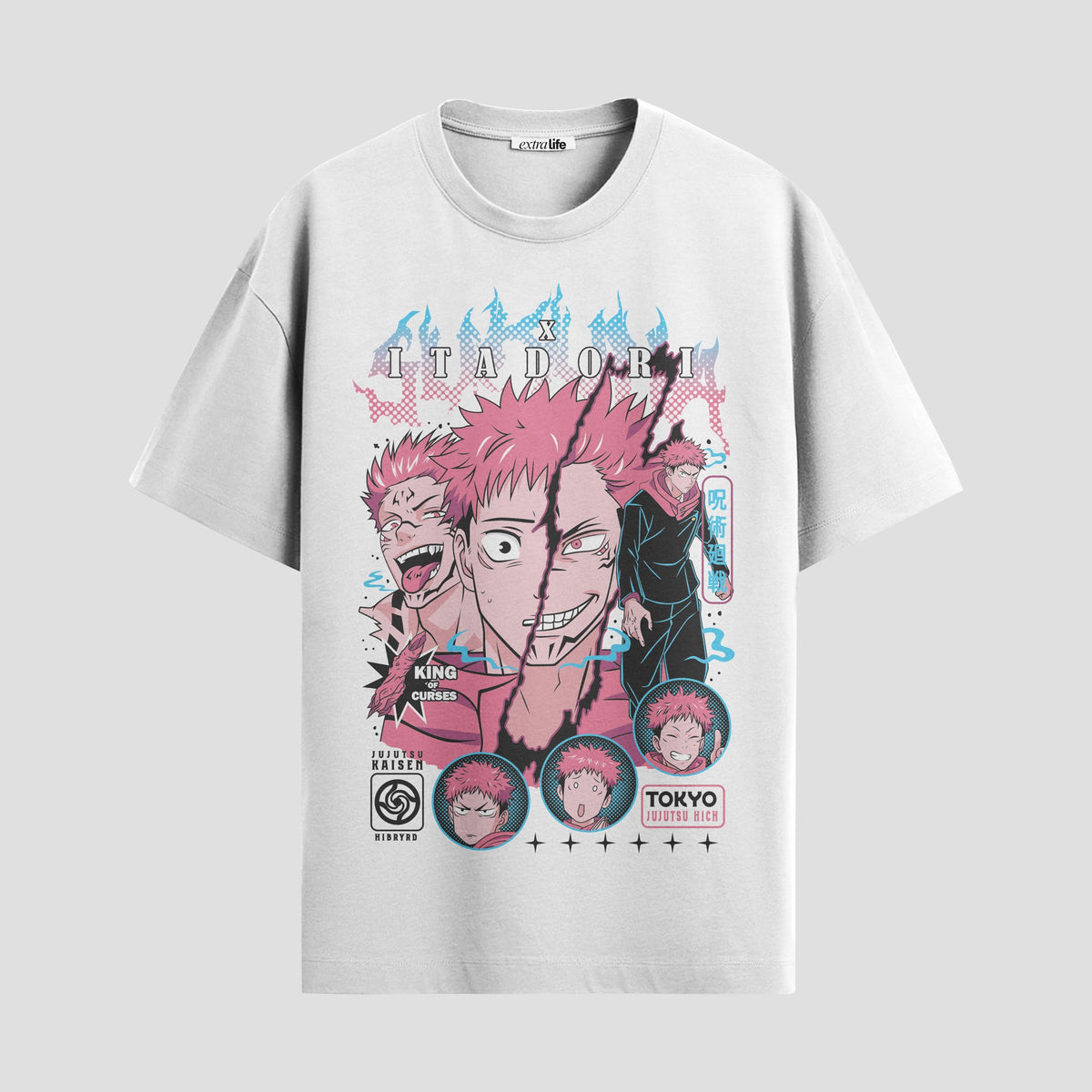 Playera urbana de anime y gaming ExtraLife MX, corte Classic Premium unisex ligero y transpirable en color Deep Black y Pure White, ropa de uso diario para gym y casual.
