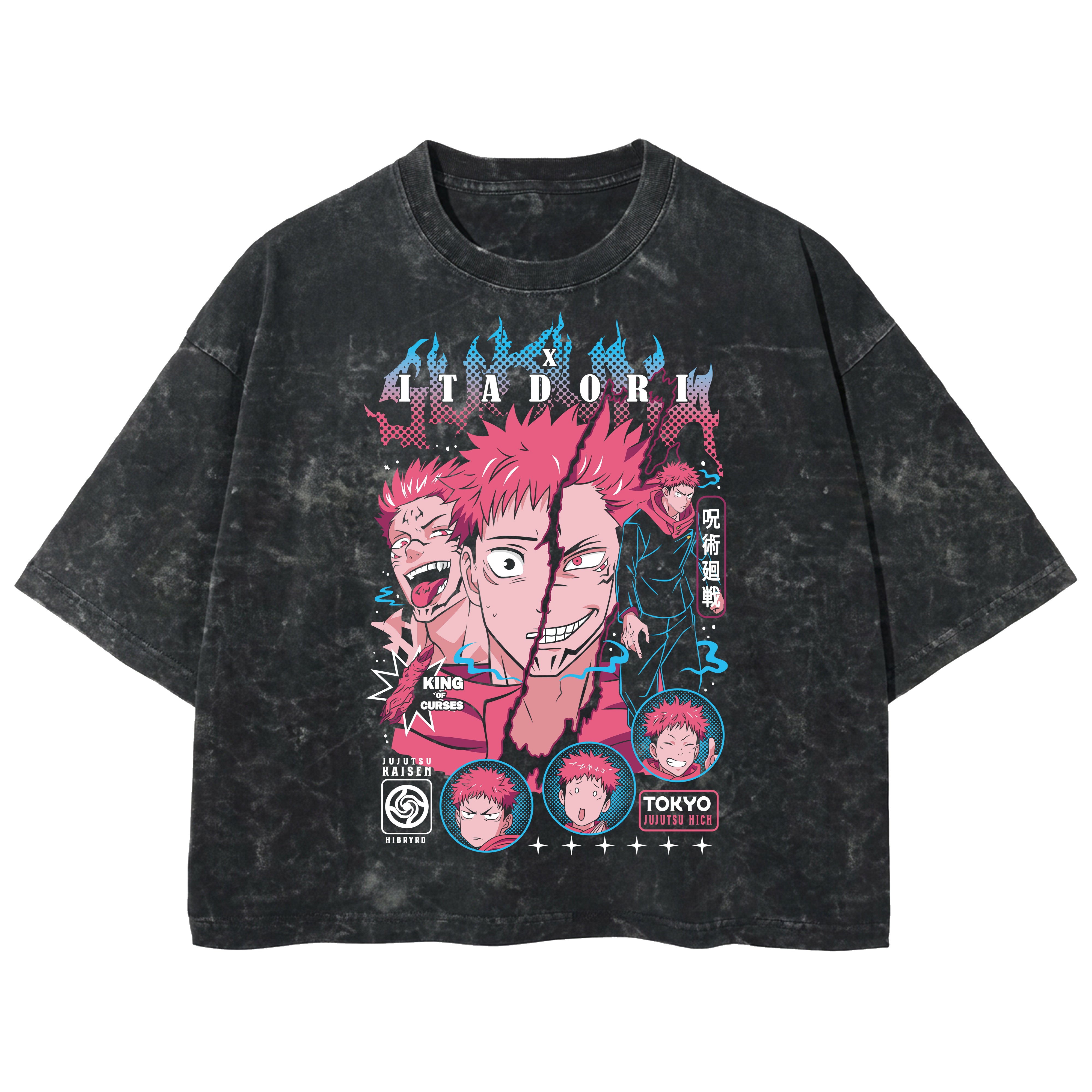 Playera streetwear premium de anime y gaming ExtraLife MX, corte boxy deluxe mineral wash heavyweight en color Acid Wash, moda urbana mexicana de culto.