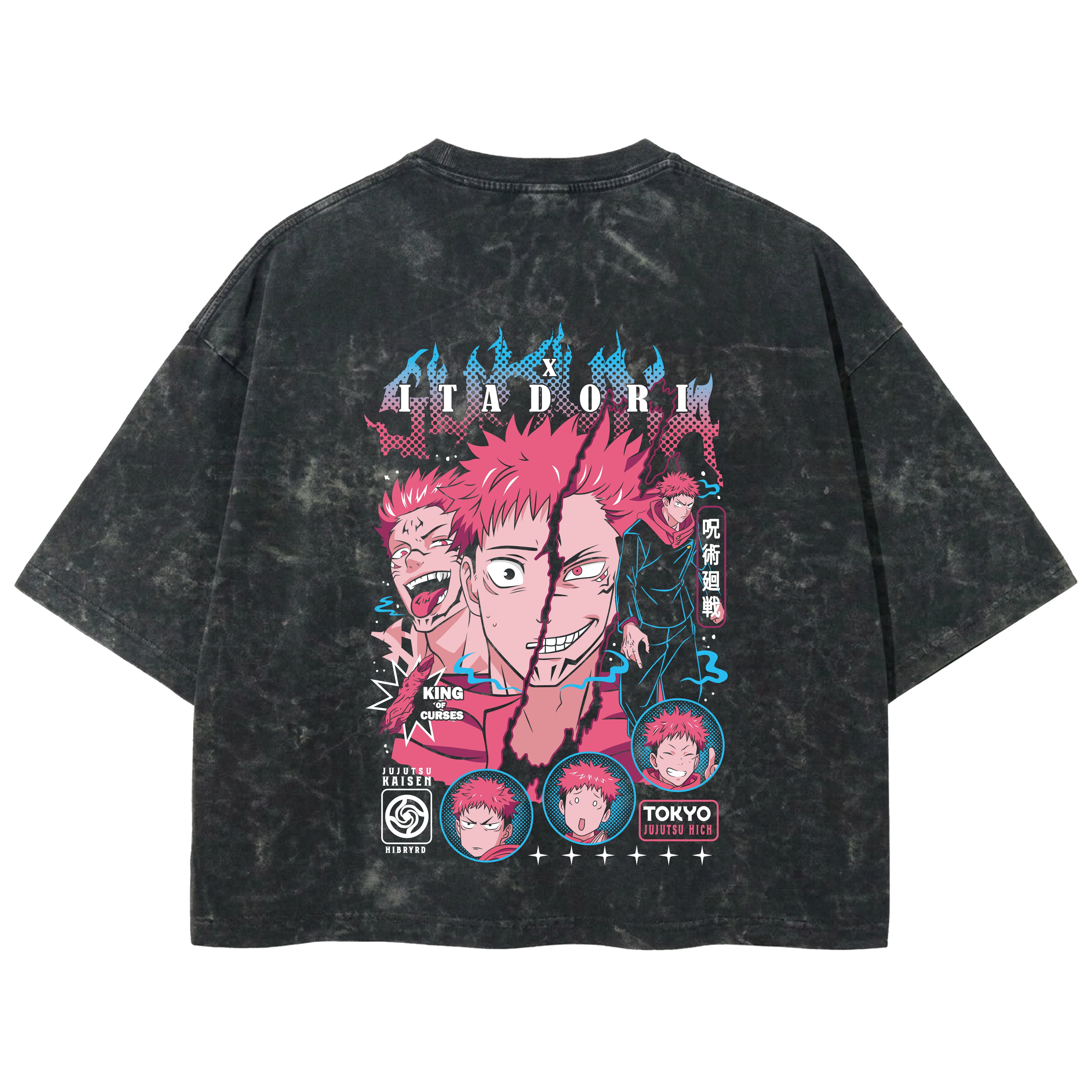 Playera streetwear premium de anime y gaming ExtraLife MX, corte boxy deluxe mineral wash heavyweight en color Acid Wash, moda urbana mexicana de culto.