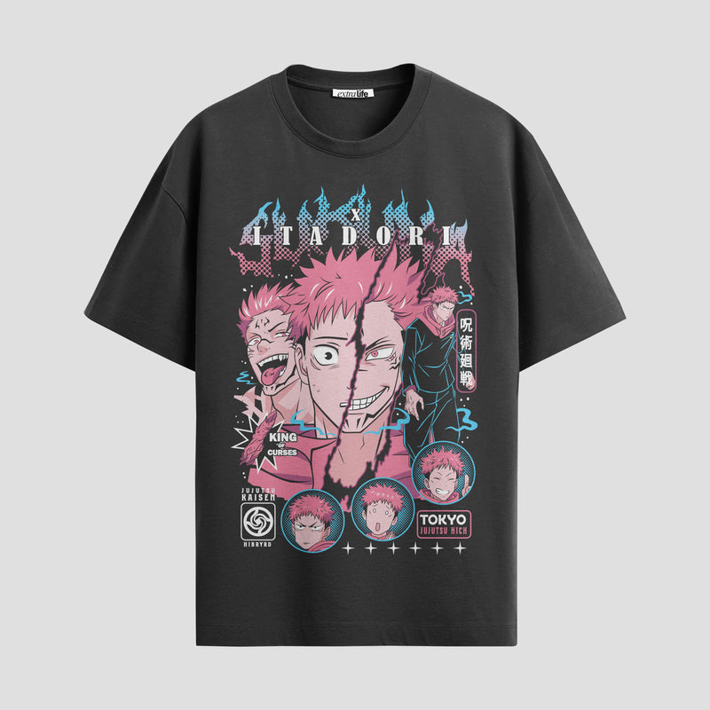Playera urbana de anime y gaming ExtraLife MX, corte Standard Fit unisex ligero y transpirable en color Deep Black y Pure White, ropa de uso diario para gym y casual.
