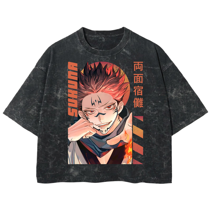 Playera streetwear premium de anime y gaming ExtraLife MX, corte boxy deluxe mineral wash heavyweight en color Acid Wash, moda urbana mexicana de culto.