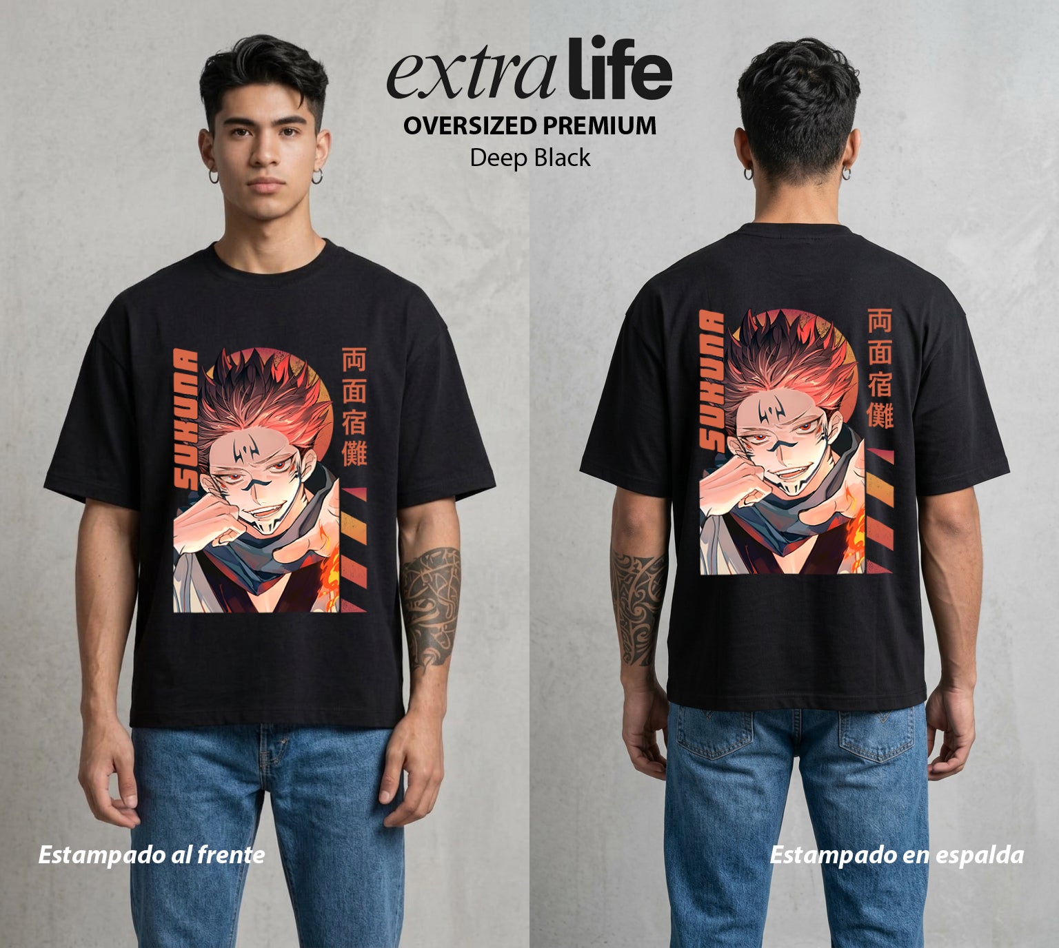 El Arte de las Maldiciones | El Poder mas Antiguo #04205 - Playera Oversized Premium | Deep Black - Foto en modelo