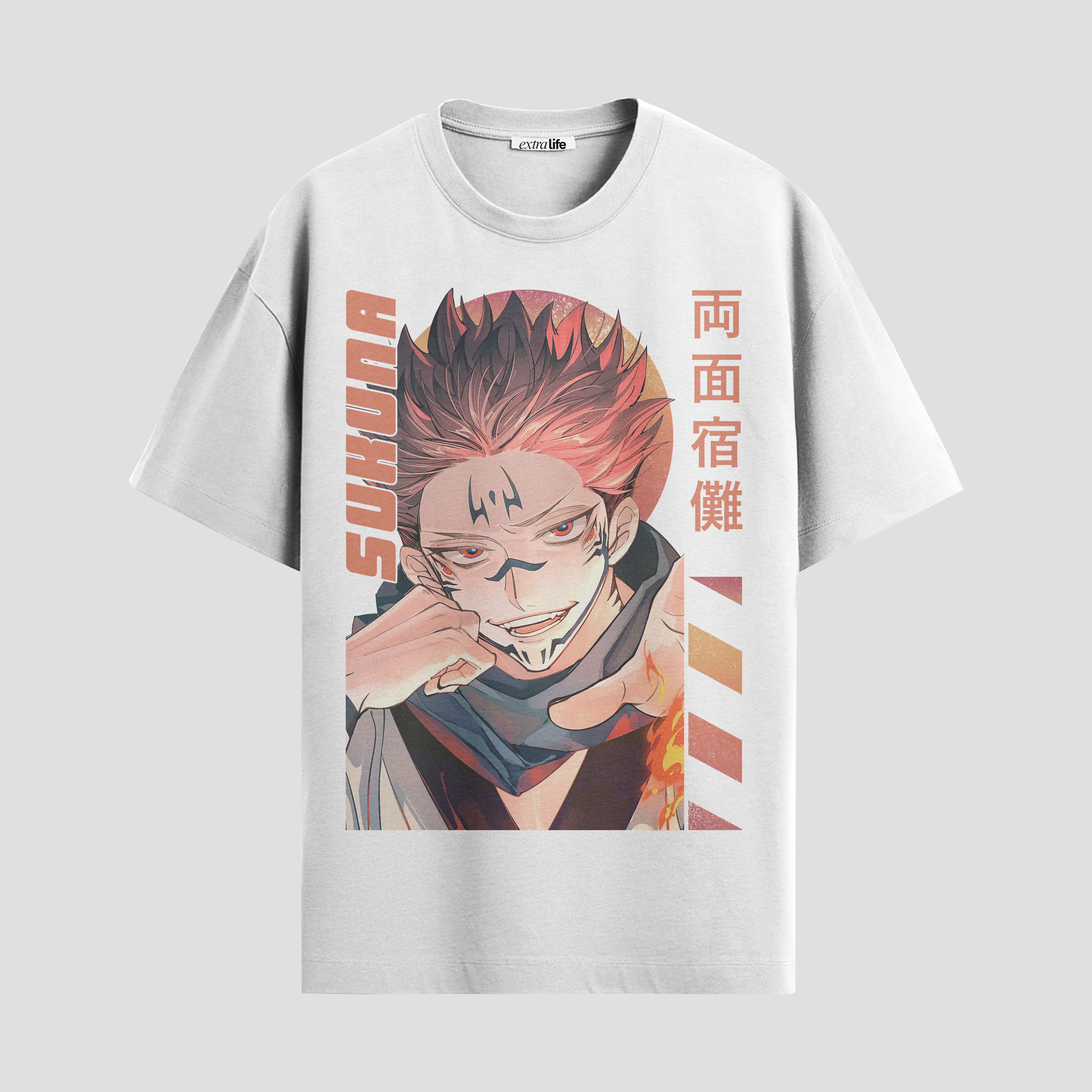 Playera urbana de anime y gaming ExtraLife MX, corte Standard Fit unisex ligero y transpirable en color Deep Black y Pure White, ropa de uso diario para gym y casual.