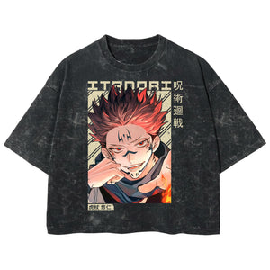 Playera streetwear premium de anime y gaming ExtraLife MX, corte boxy deluxe mineral wash heavyweight en color Acid Wash, moda urbana mexicana de culto.