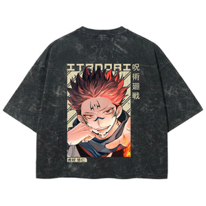 Playera streetwear premium de anime y gaming ExtraLife MX, corte boxy deluxe mineral wash heavyweight en color Acid Wash, moda urbana mexicana de culto.