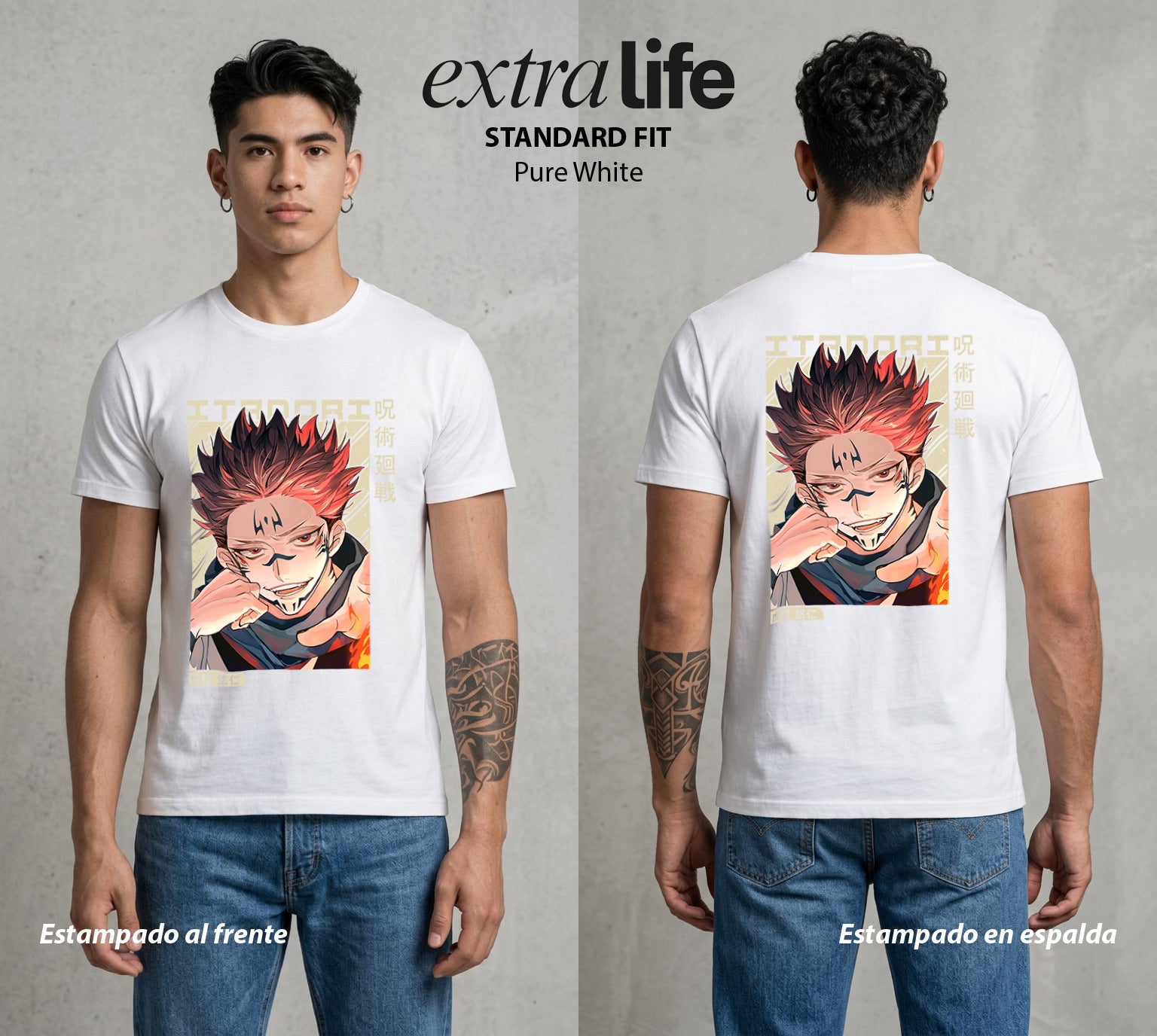 El Arte de las Maldiciones | El Caos Incarnado #04206 - Playera Standard Fit | Pure White - Foto en modelo