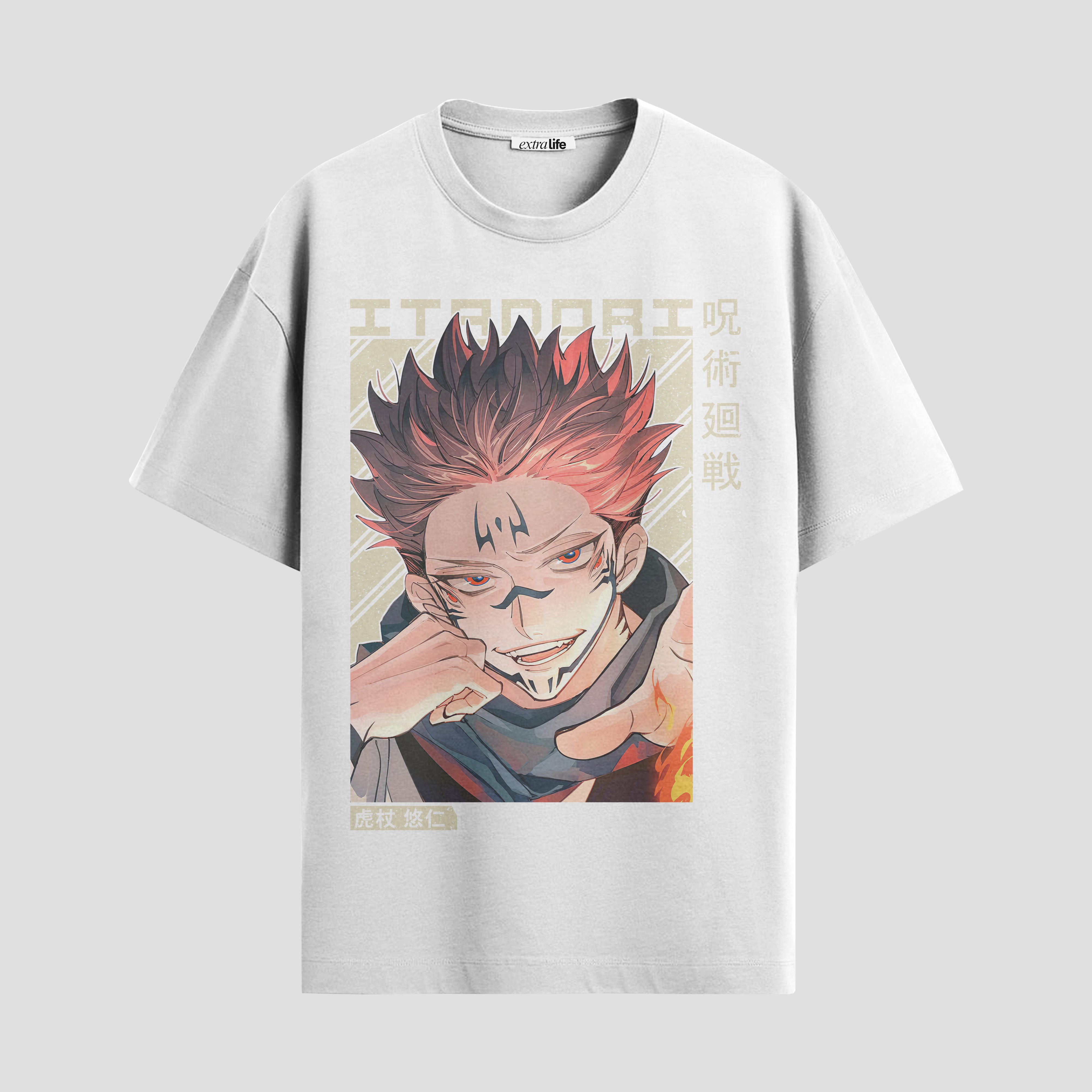 Playera urbana de anime y gaming ExtraLife MX, corte Standard Fit unisex ligero y transpirable en color Deep Black y Pure White, ropa de uso diario para gym y casual.