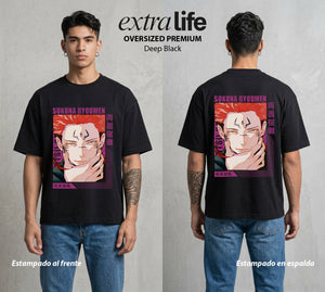 El Arte de las Maldiciones | Rey de Diez Manos #04207 - Playera Oversized Premium | Deep Black - Foto en modelo
