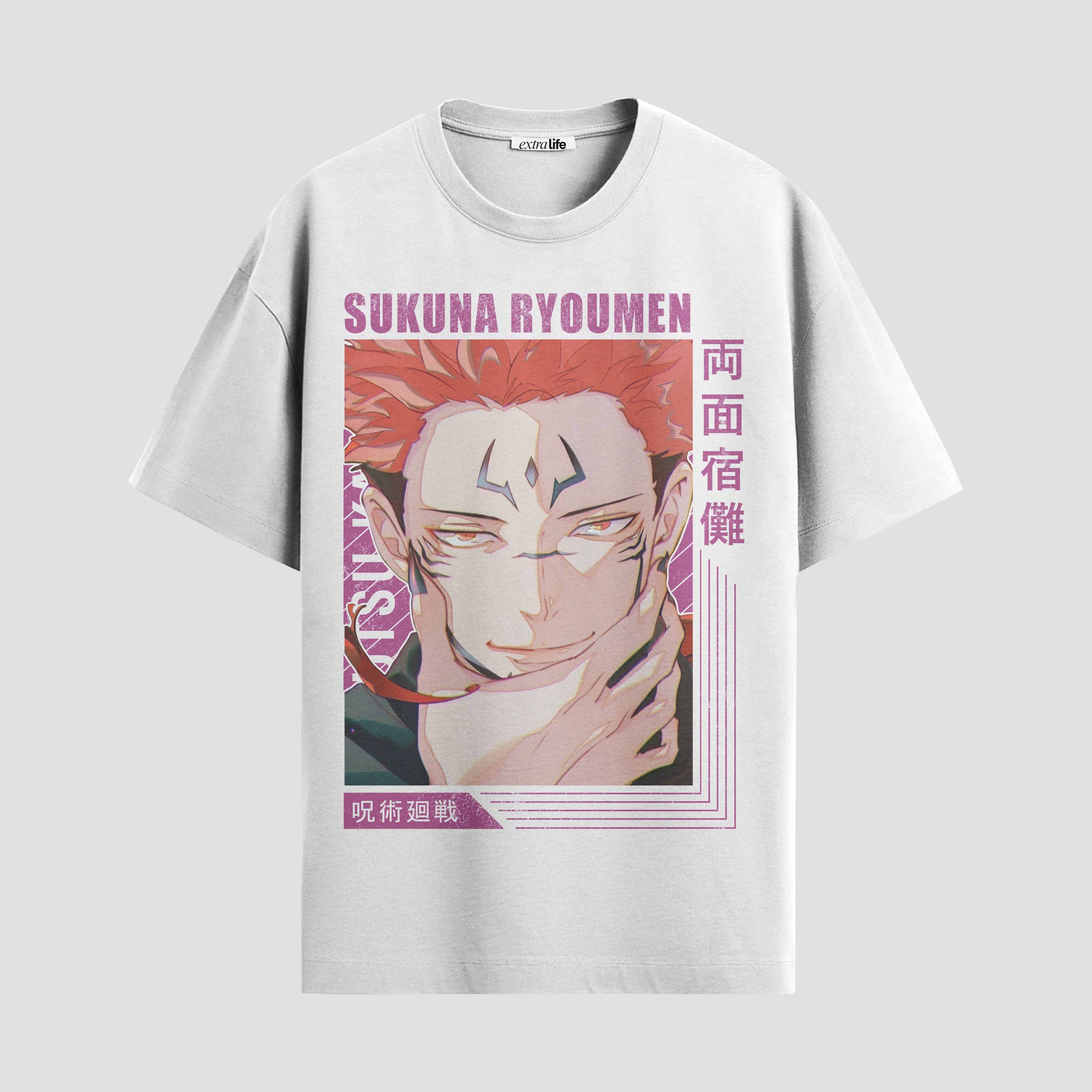 Playera urbana de anime y gaming ExtraLife MX, corte Standard Fit unisex ligero y transpirable en color Deep Black y Pure White, ropa de uso diario para gym y casual.
