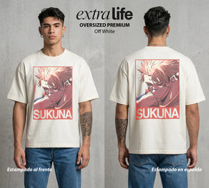 El Arte de las Maldiciones | La Maldicion Suprema #04208 - Playera Oversized Premium | Off White - Foto en modelo