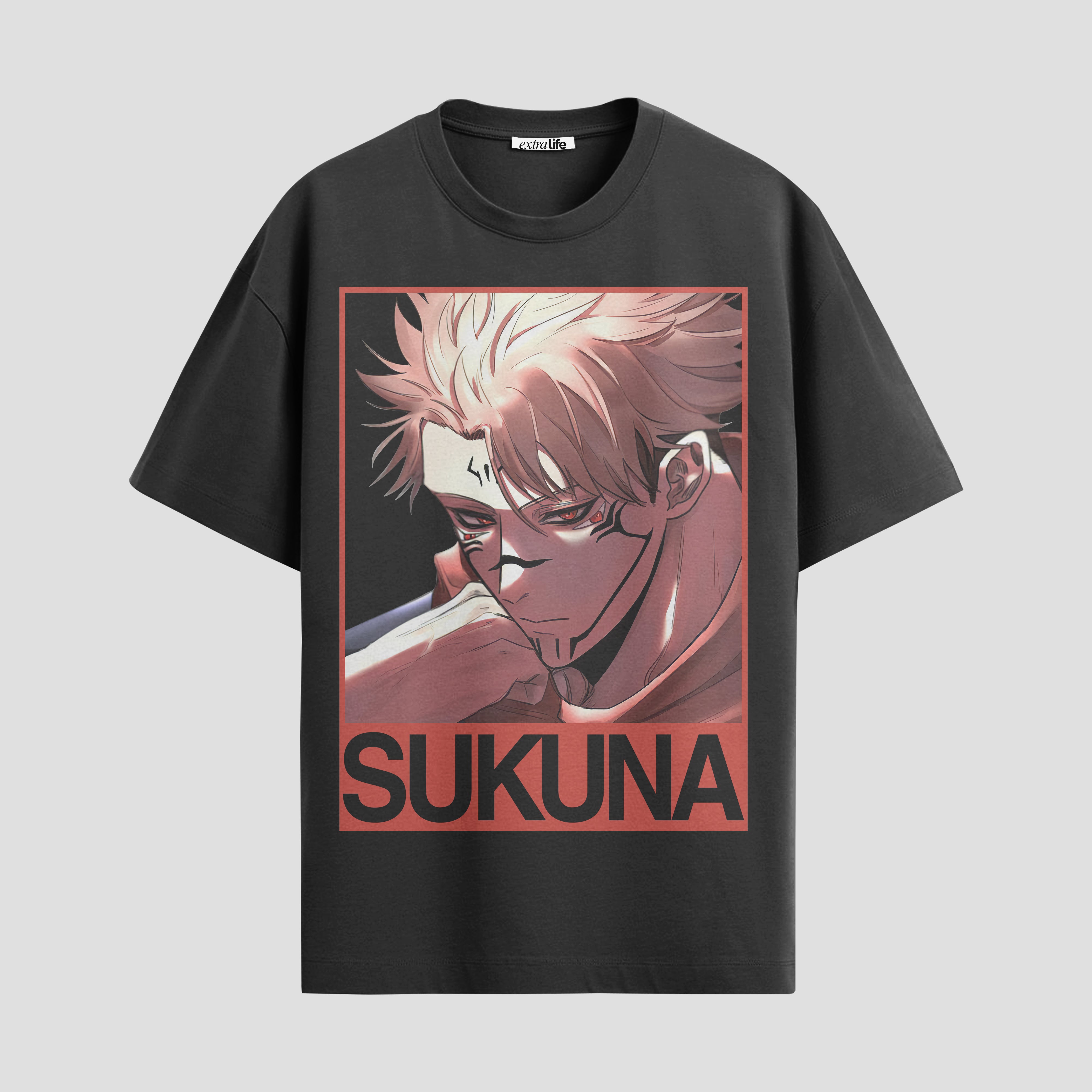 Playera urbana de anime y gaming ExtraLife MX, corte Standard Fit unisex ligero y transpirable en color Deep Black y Pure White, ropa de uso diario para gym y casual.