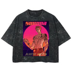 Playera streetwear premium de anime y gaming ExtraLife MX, corte boxy deluxe mineral wash heavyweight en color Acid Wash, moda urbana mexicana de culto.