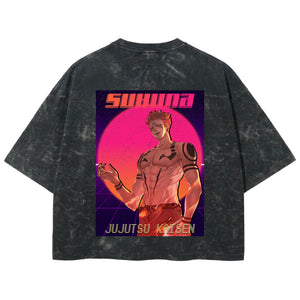 Playera streetwear premium de anime y gaming ExtraLife MX, corte boxy deluxe mineral wash heavyweight en color Acid Wash, moda urbana mexicana de culto.
