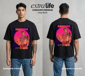 El Arte de las Maldiciones | El Ser del Caos Antiguo #04210 - Playera Oversized Premium | Deep Black - Foto en modelo