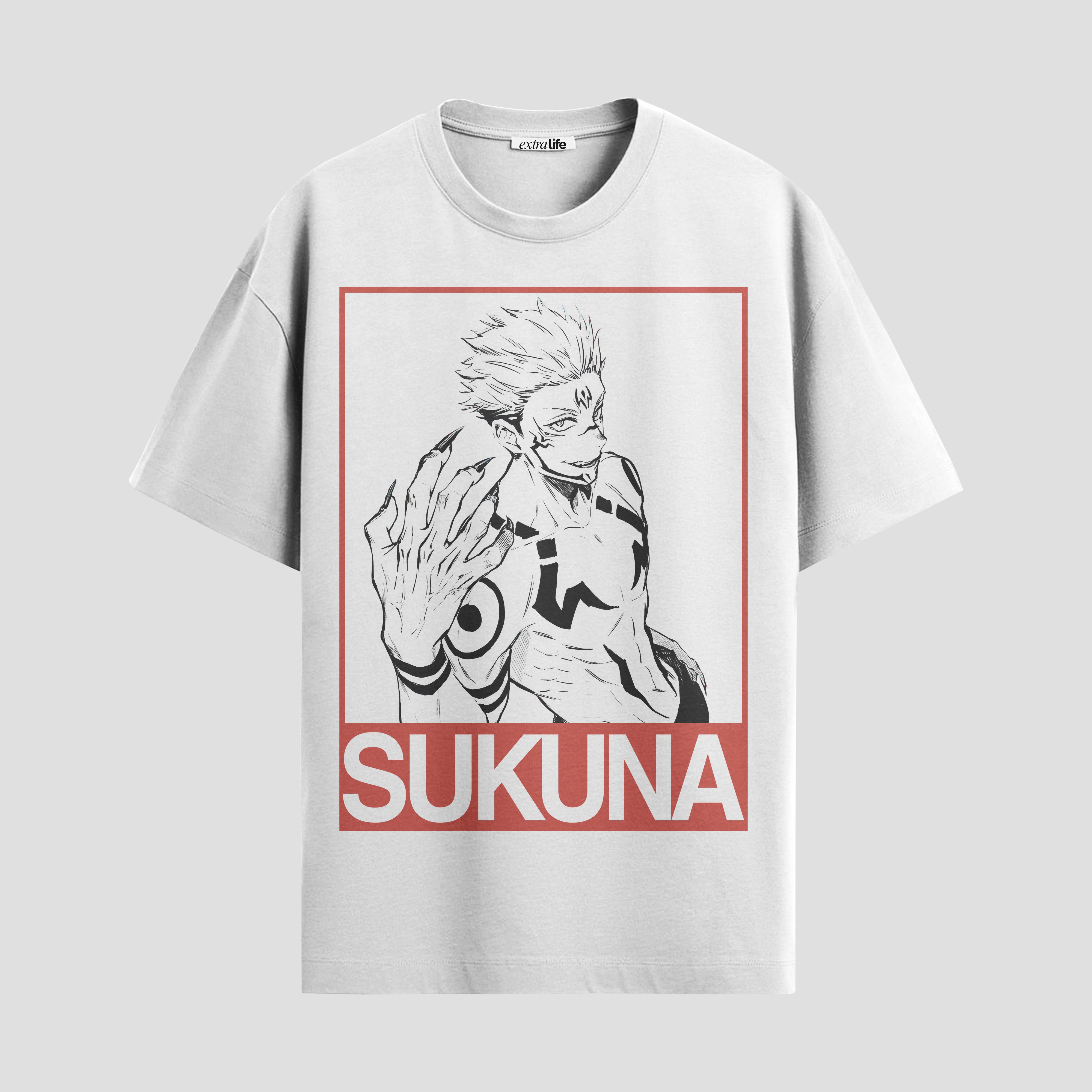 Playera urbana de anime y gaming ExtraLife MX, corte Standard Fit unisex ligero y transpirable en color Deep Black y Pure White, ropa de uso diario para gym y casual.