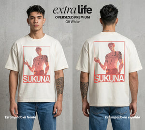 El Arte de las Maldiciones | El Poder mas Antiguo #04213 - Playera Oversized Premium | Off White - Foto en modelo